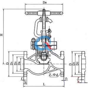 國標法蘭截止閥(尺寸圖)